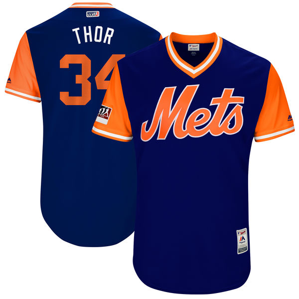 Men's New York Mets Noah Syndergaard Little League World Series Players Weekend Jersey Majestic Royal 2018 Players Weekend Jersey